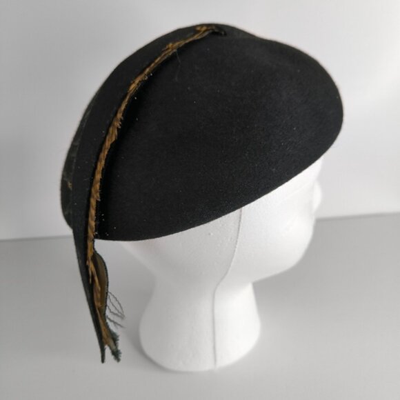 Vintage Glenover Retro 60s Cabaret Glam Chic Single Feather Lady Velour Hat - Picture 3 of 10